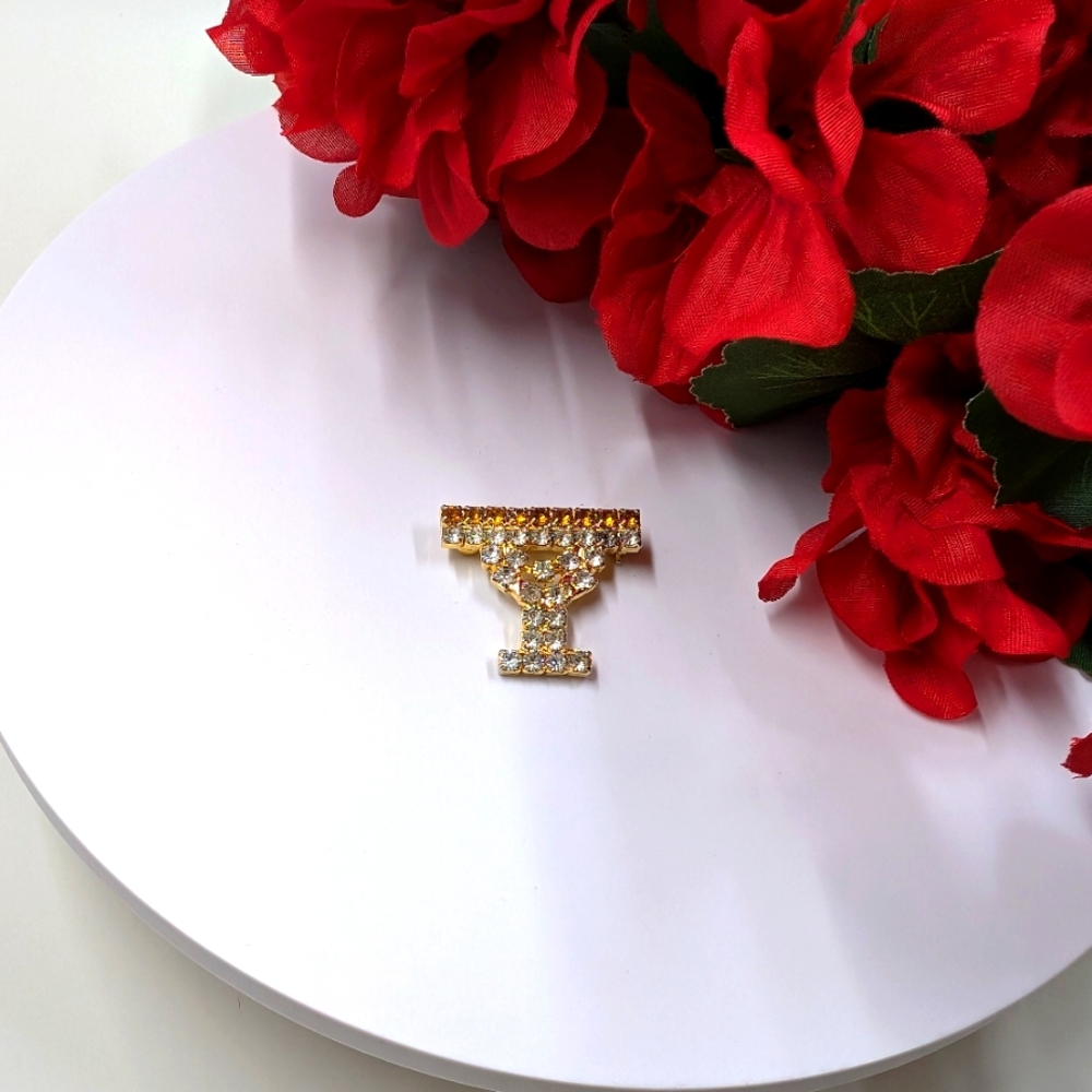 Vintage Martini Glass Genuine Crystal Brooch